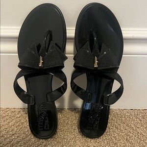 Salvatore Ferragamo Black Bow Sandals